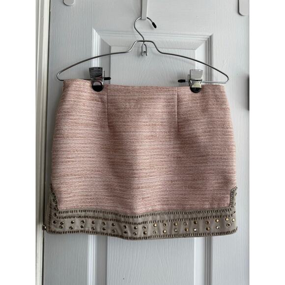 English Rose Women’s Blush Pink Tweed Skirt Studded Hem size Small - Picture 5 of 8